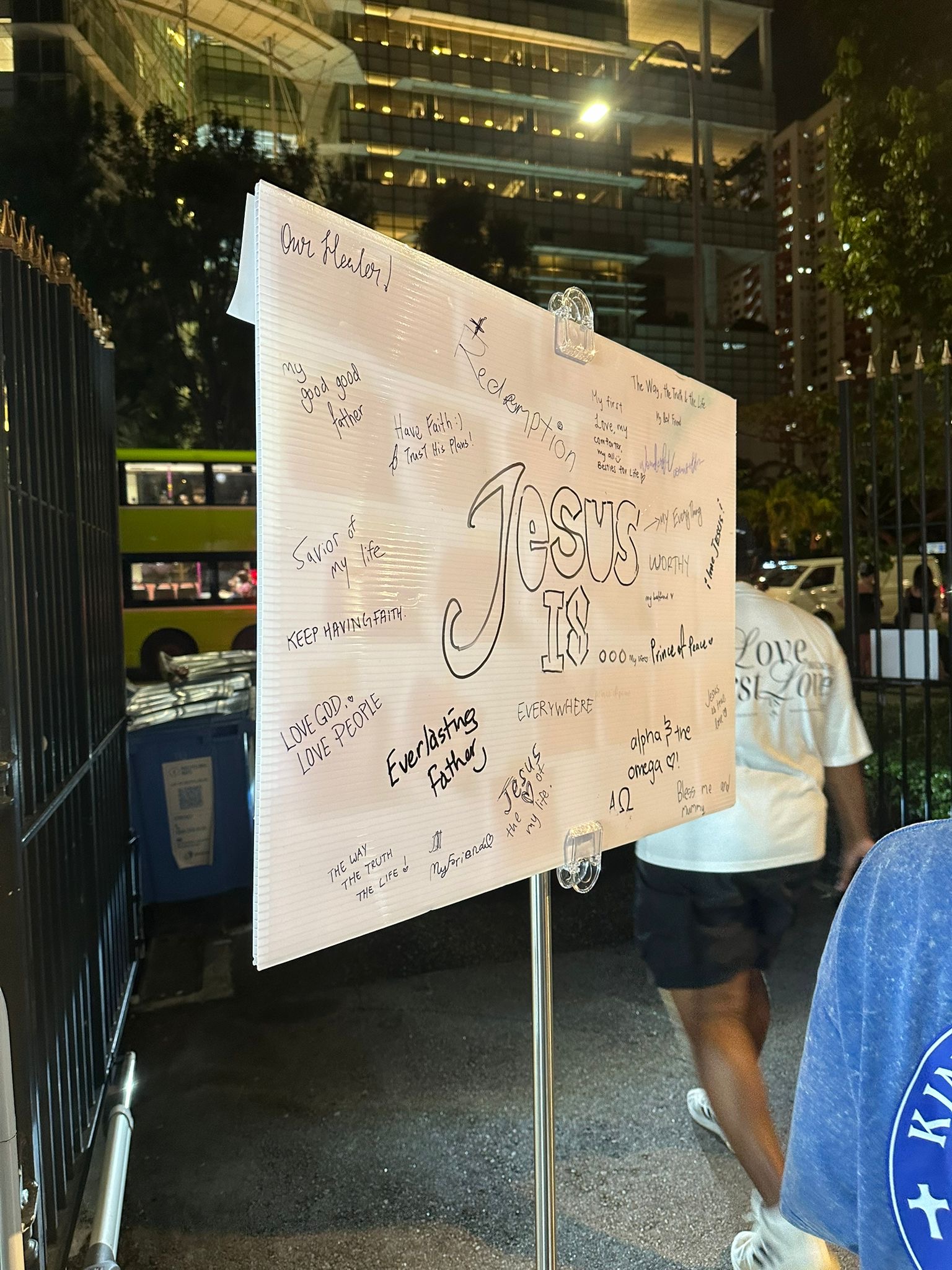 Jesus Is board at Singapore Night Festival